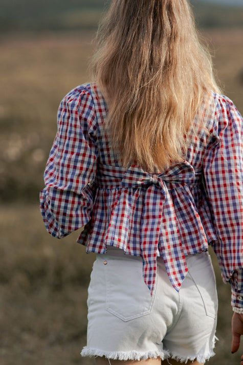 INDIE CHECKED CROPPED BLOUSE