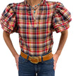 RUBY FRILL BLOUSE - WESTERN HERITAGE CHECK