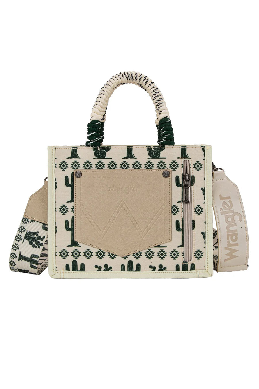Wrangler - Southwestern Rope Handle Bag - Beige/Green