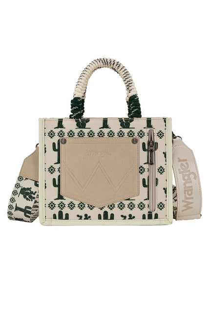 Wrangler - Southwestern Rope Handle Bag - Beige/Green