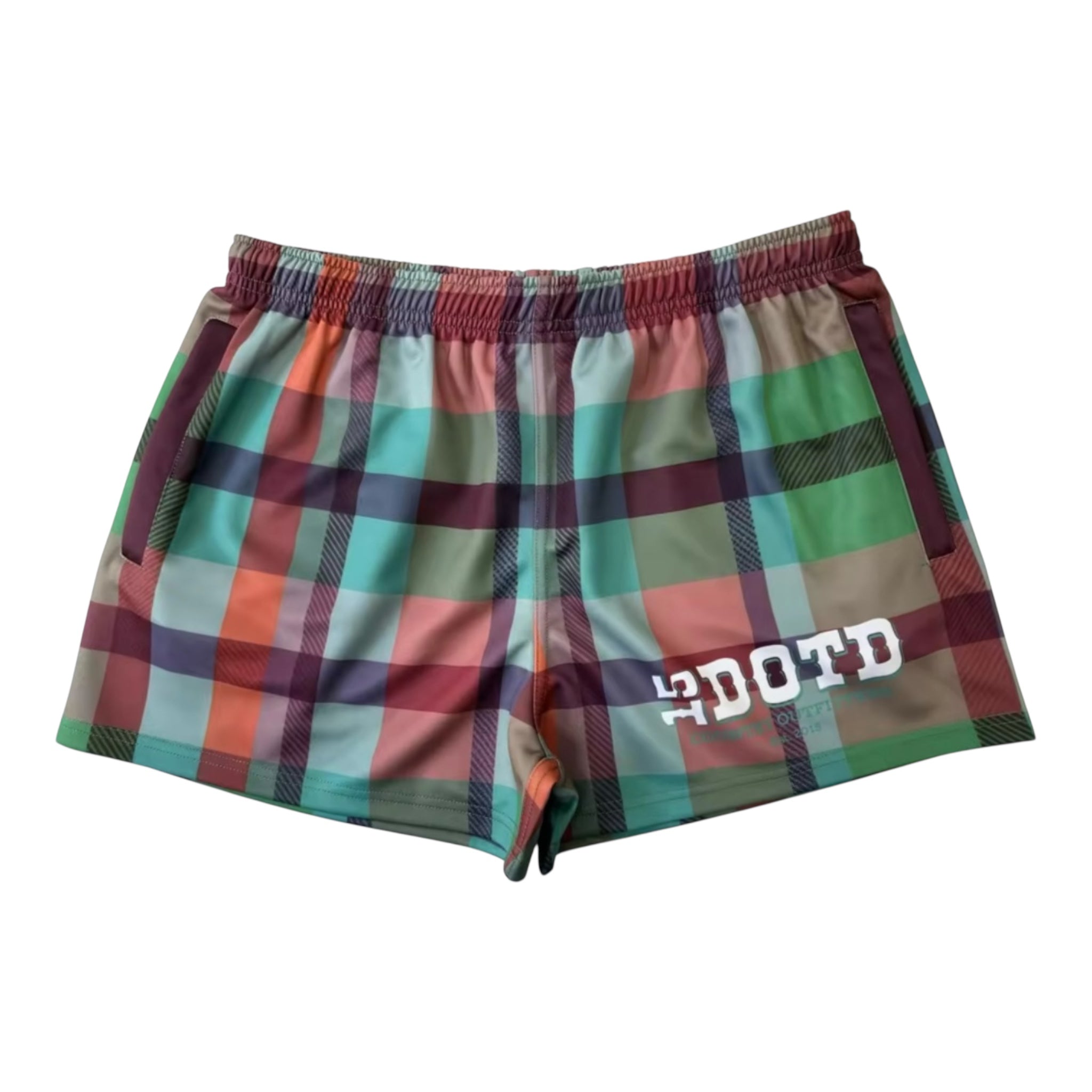 BRIGHT PLAID FOOTY SHORTS