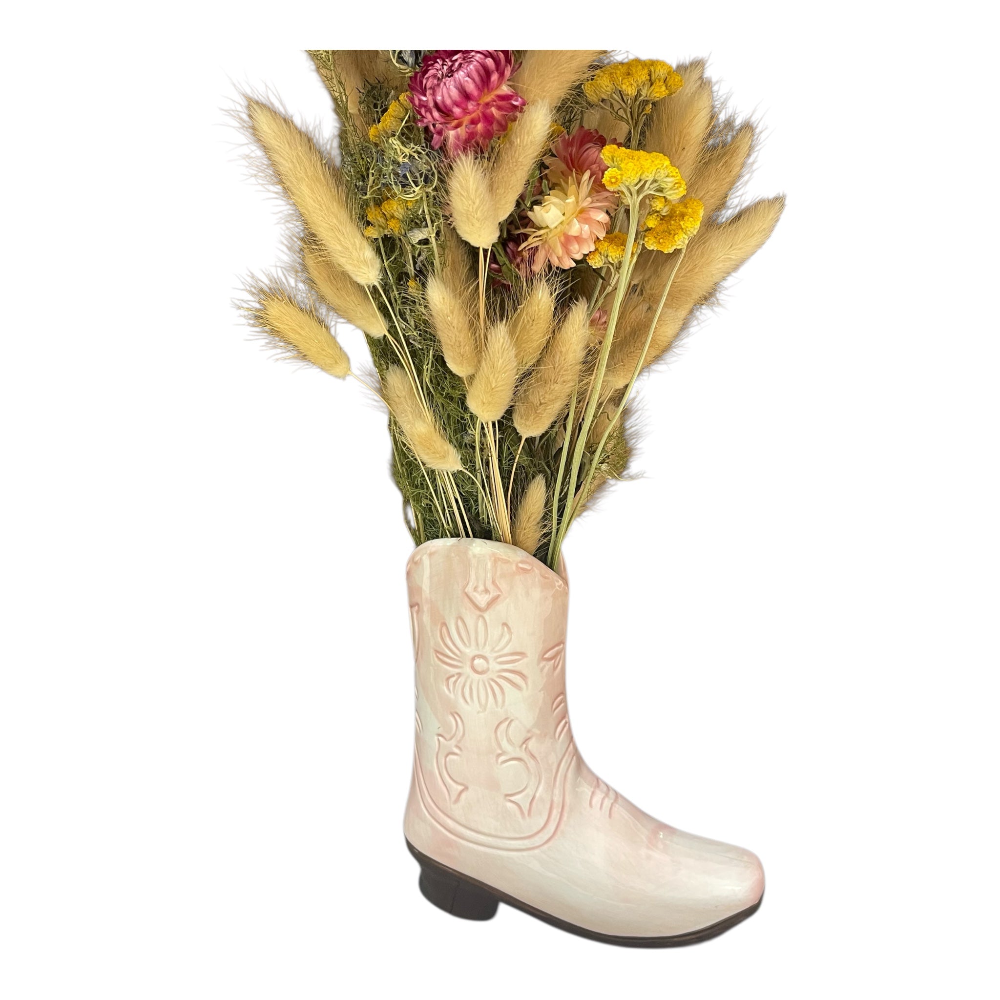 “AMARILLO” SINGLE PALE PINK BOOT VASE
