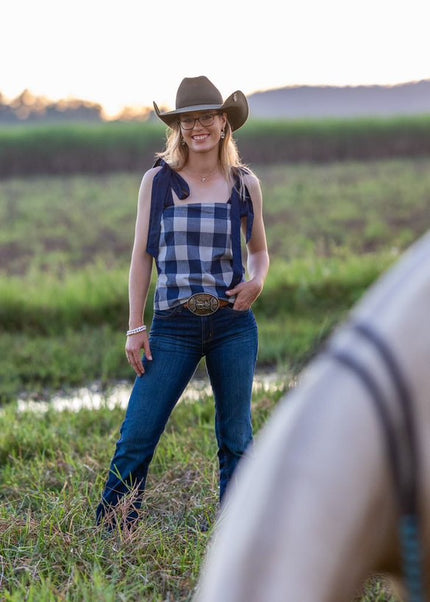 Belle Bow Top -  Country Checks