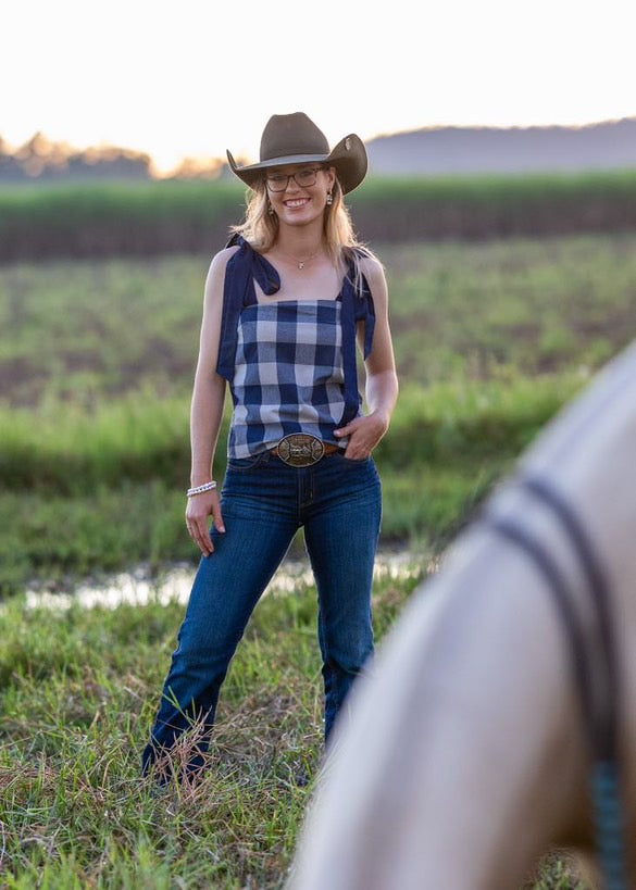 Belle Bow Top -  Country Checks