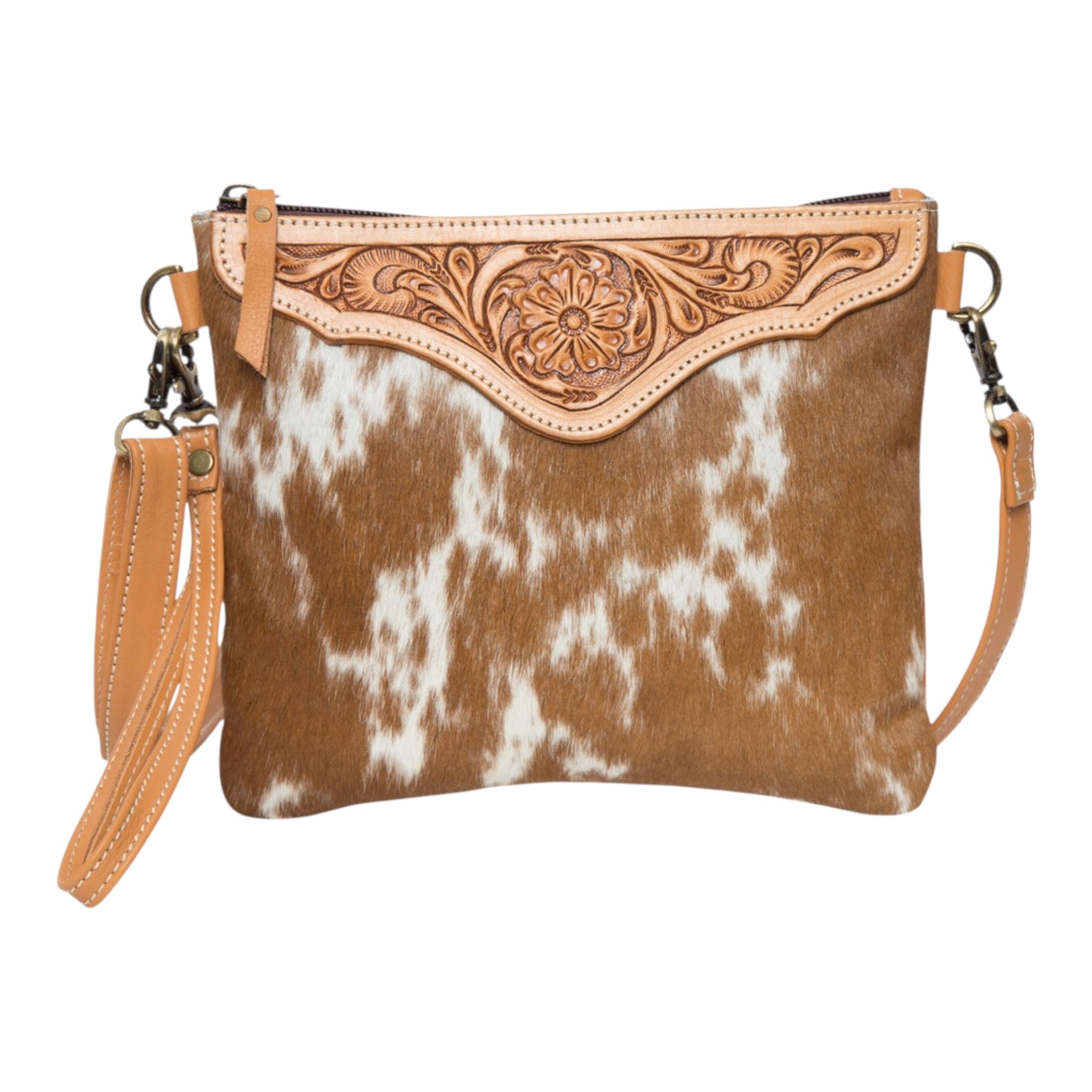 BENARES Cowhide & Leather Clutch Bag