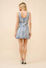 23175D - Denim Western Buckle Strap Mini Dress: LIGHT WASH, S